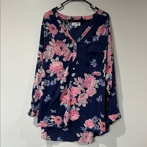Old Navy Navy Blue Floral Tunic